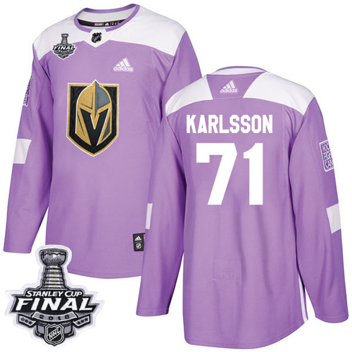 Adidas Golden Knights #71 William Karlsson Purple Authentic Fights Cancer 2018 Stanley Cup Final Stitched NHL Jersey - Click Image to Close